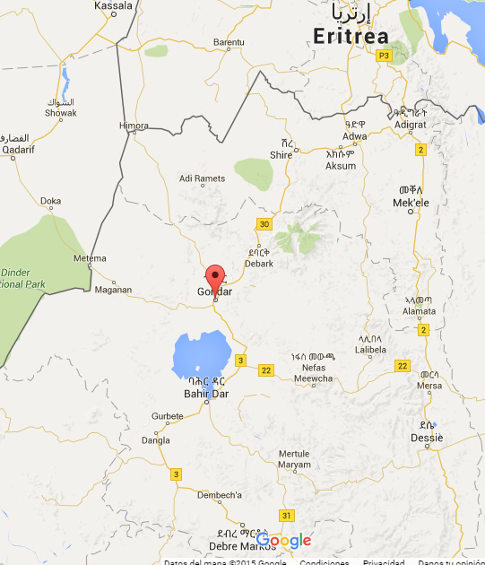 Localització de Gondar - Font: Google Maps