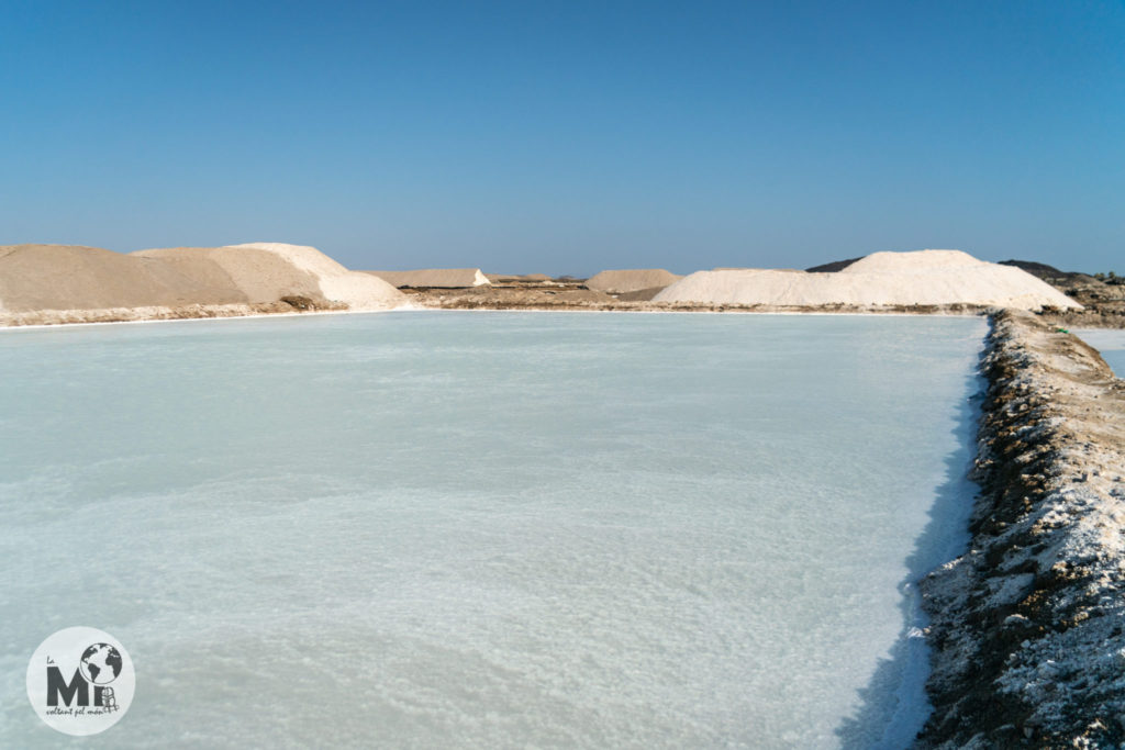 Les piscines on es fa el procés d'extracció de sal tenen l'aspecte de grans llacs de gel